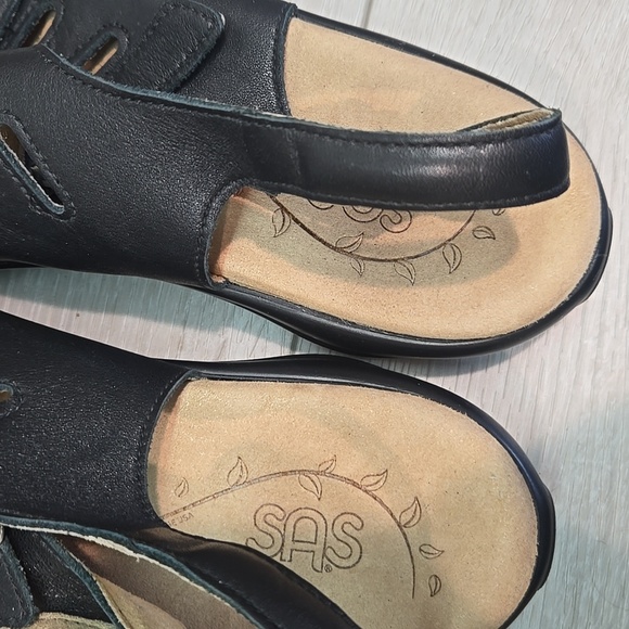 SAS Comfort Tripad Women Black Leather Sandals Shoes Sz 10W - Picture 6 of 11